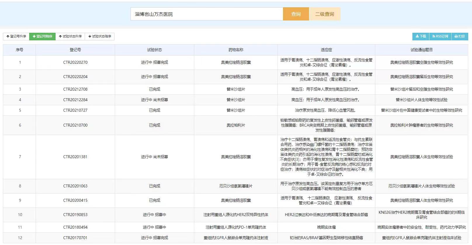 药物临床试验信息公示